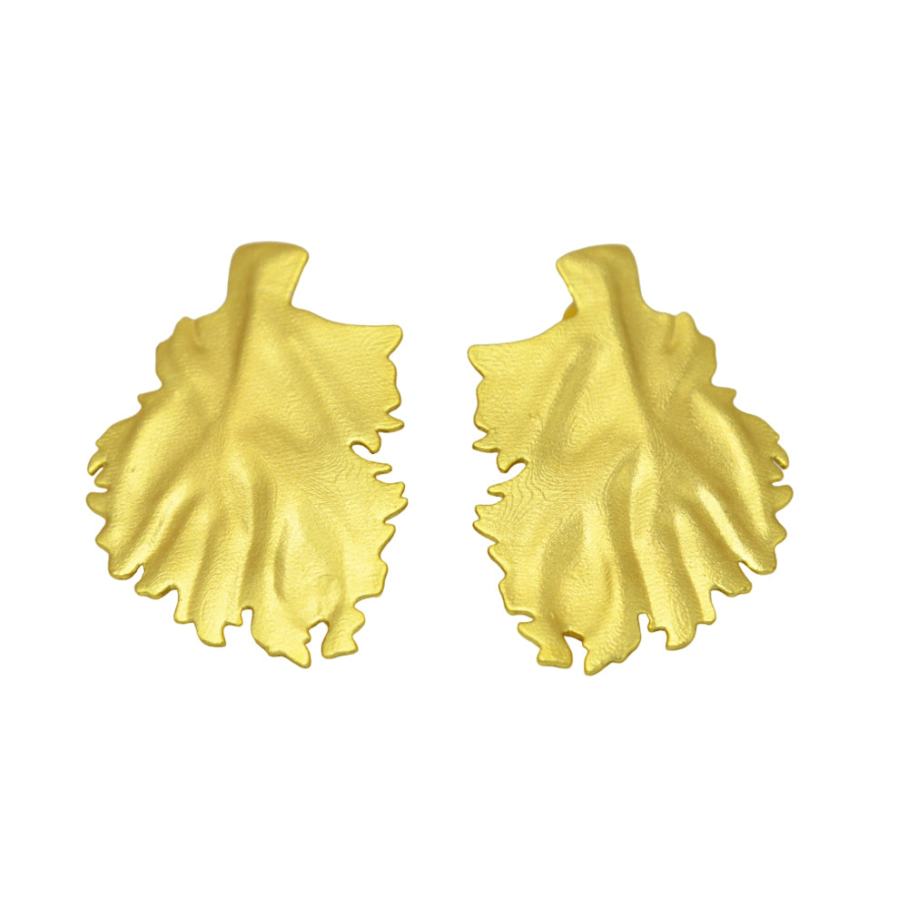 Golden Leaf Flash Gold Plated Stud Earring