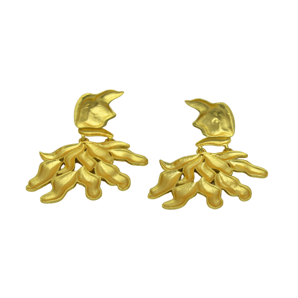 Under the leaf Spell Flash Gold Plated Stud Earring