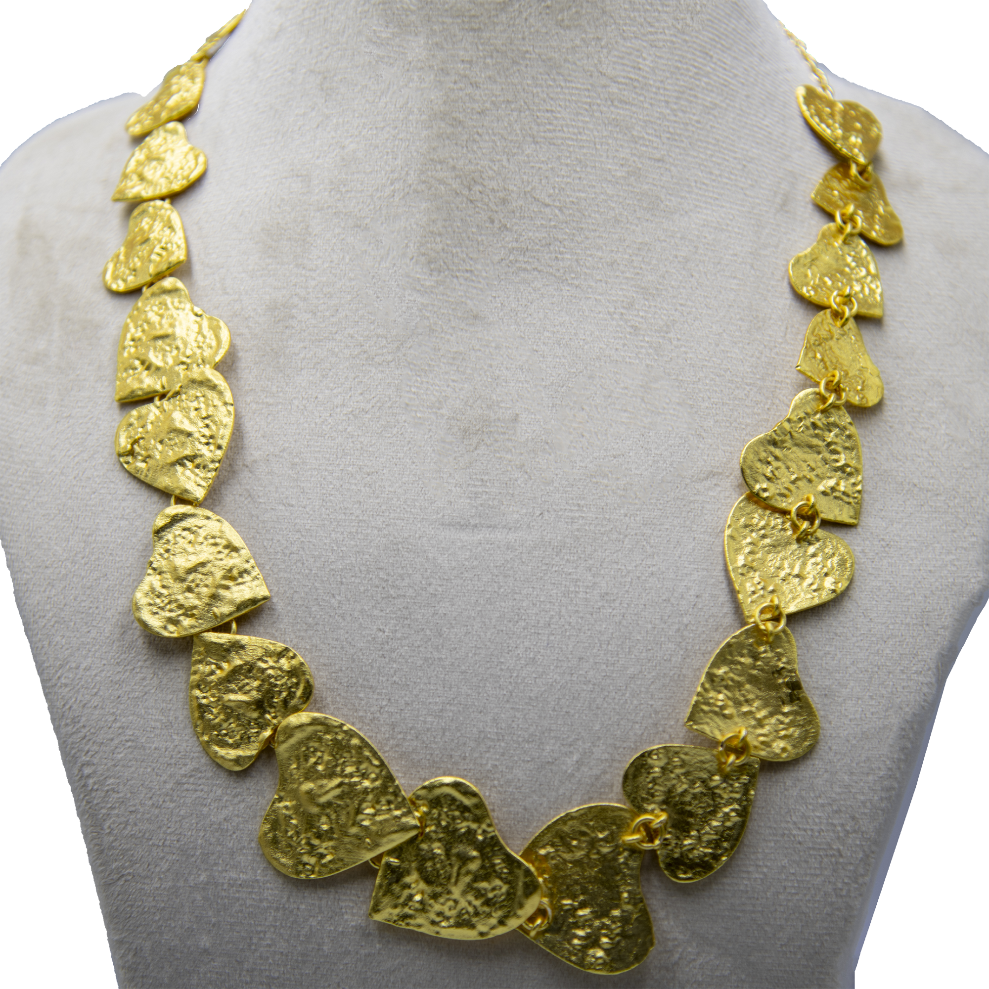 Hammered Hearts Brass Necklace