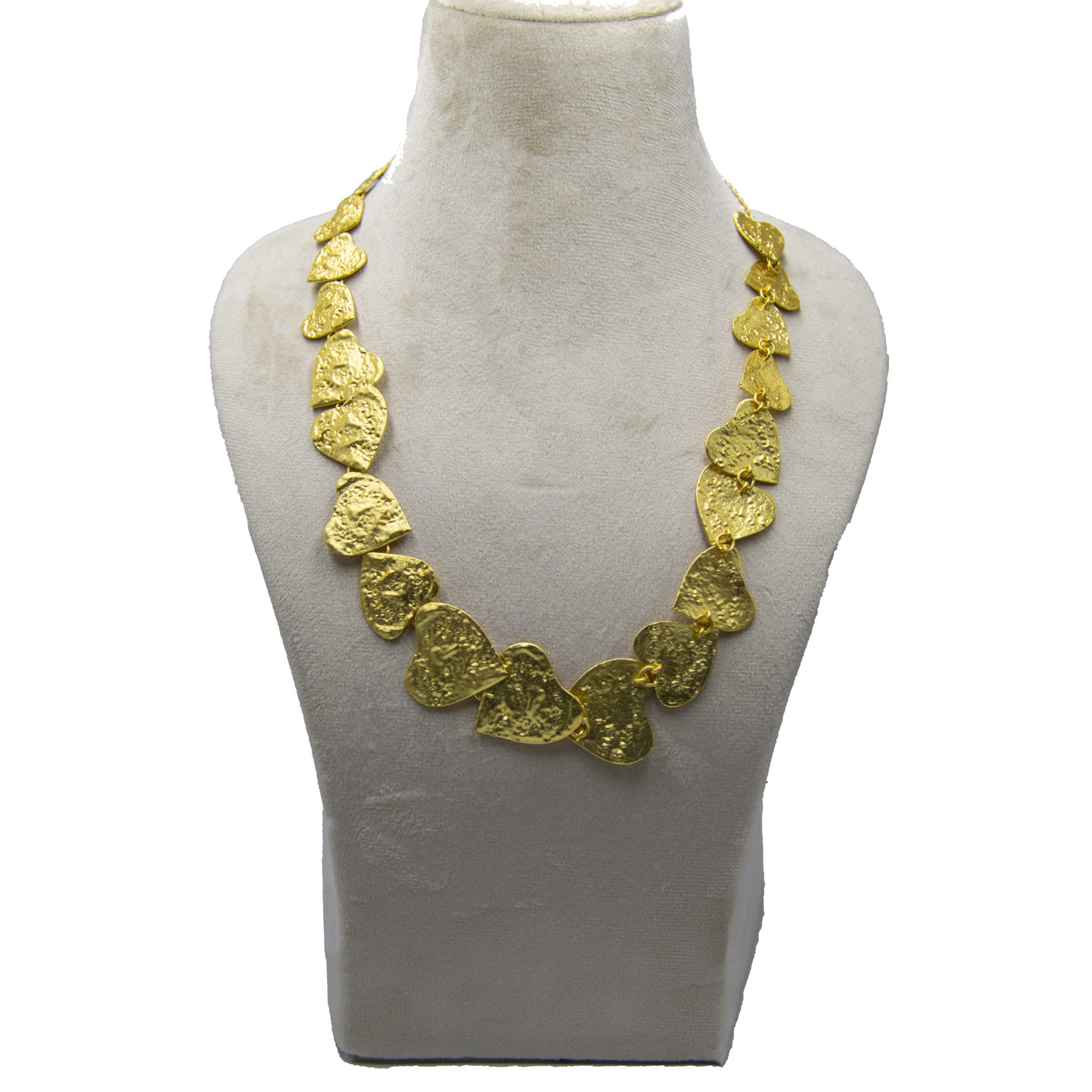 Hammered Hearts Brass Necklace