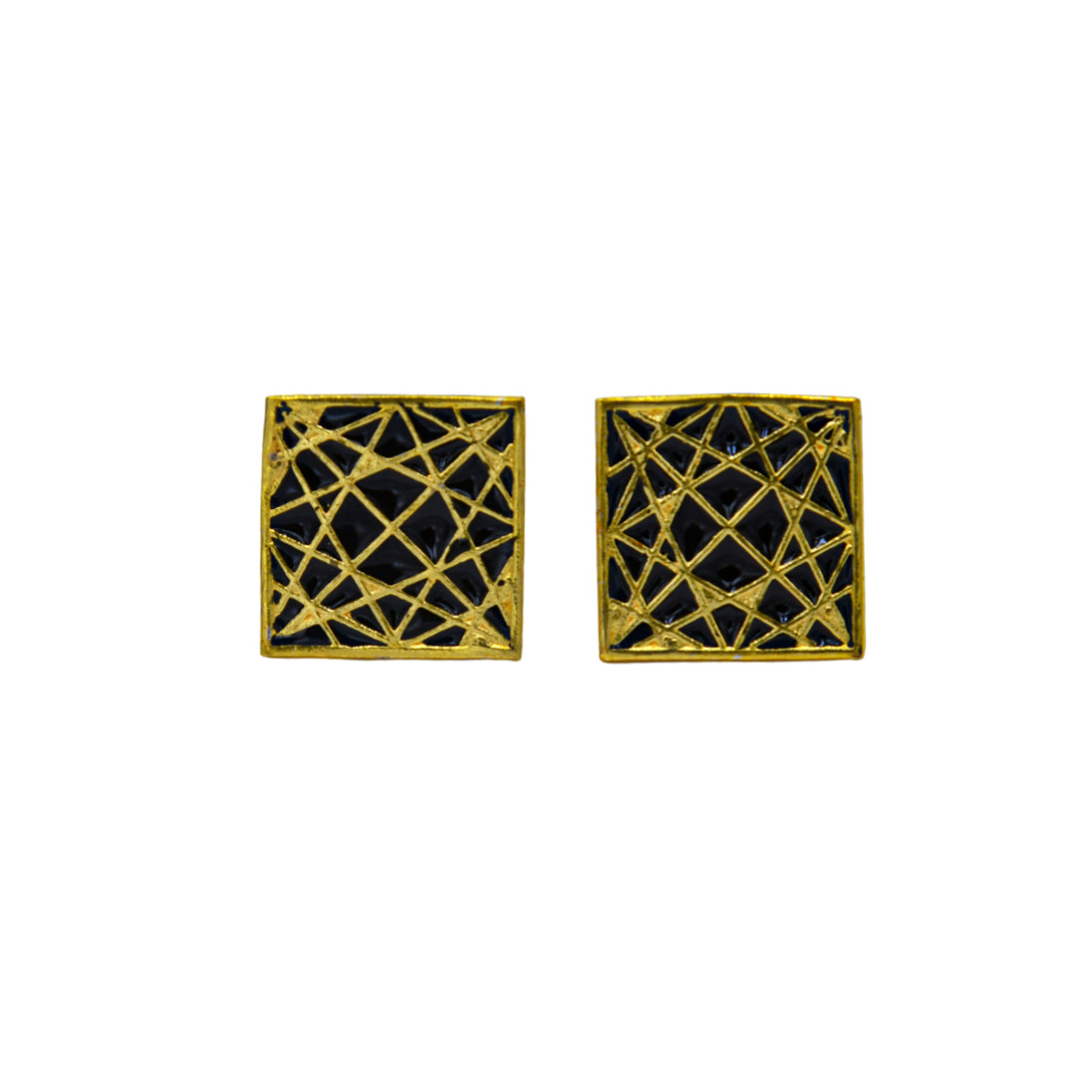 Square with Gold Star Enameling Cufflinks