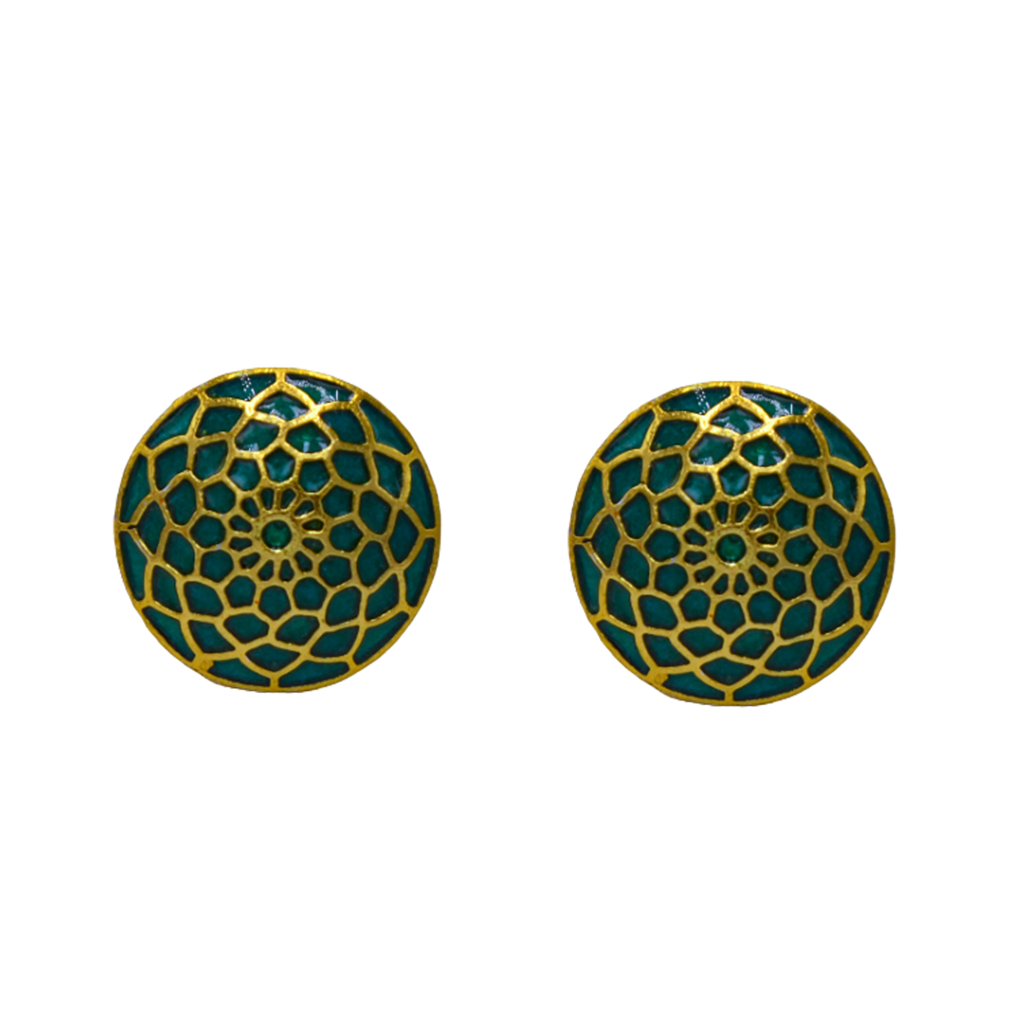 Turquoise Enameled Flower Cufflinks