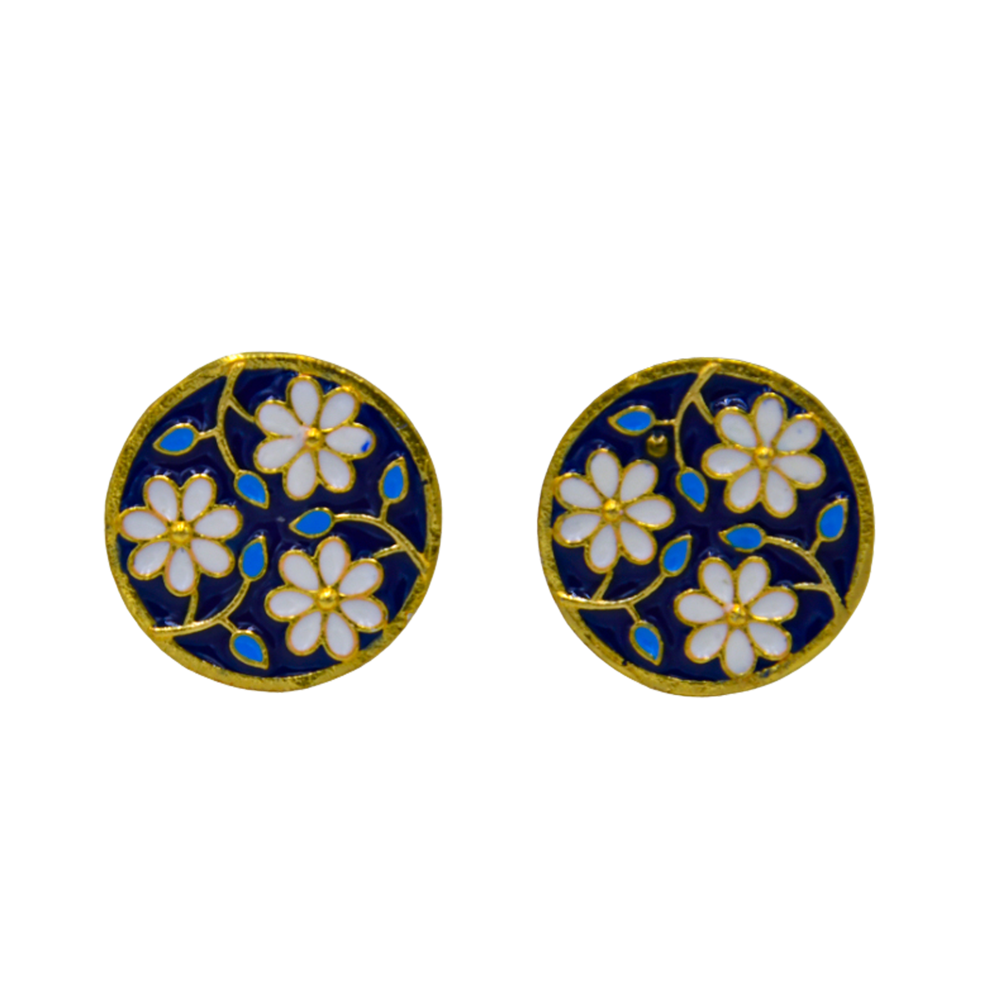Flower and Stem Enameled Cufflinks