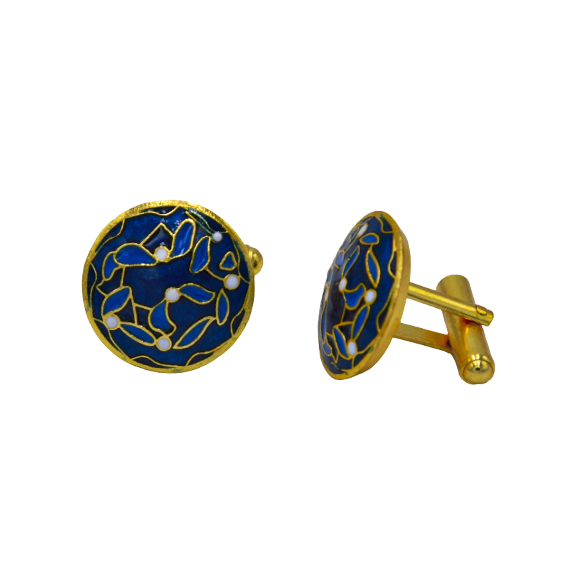 Brass Leaf Enameled Cufflinks