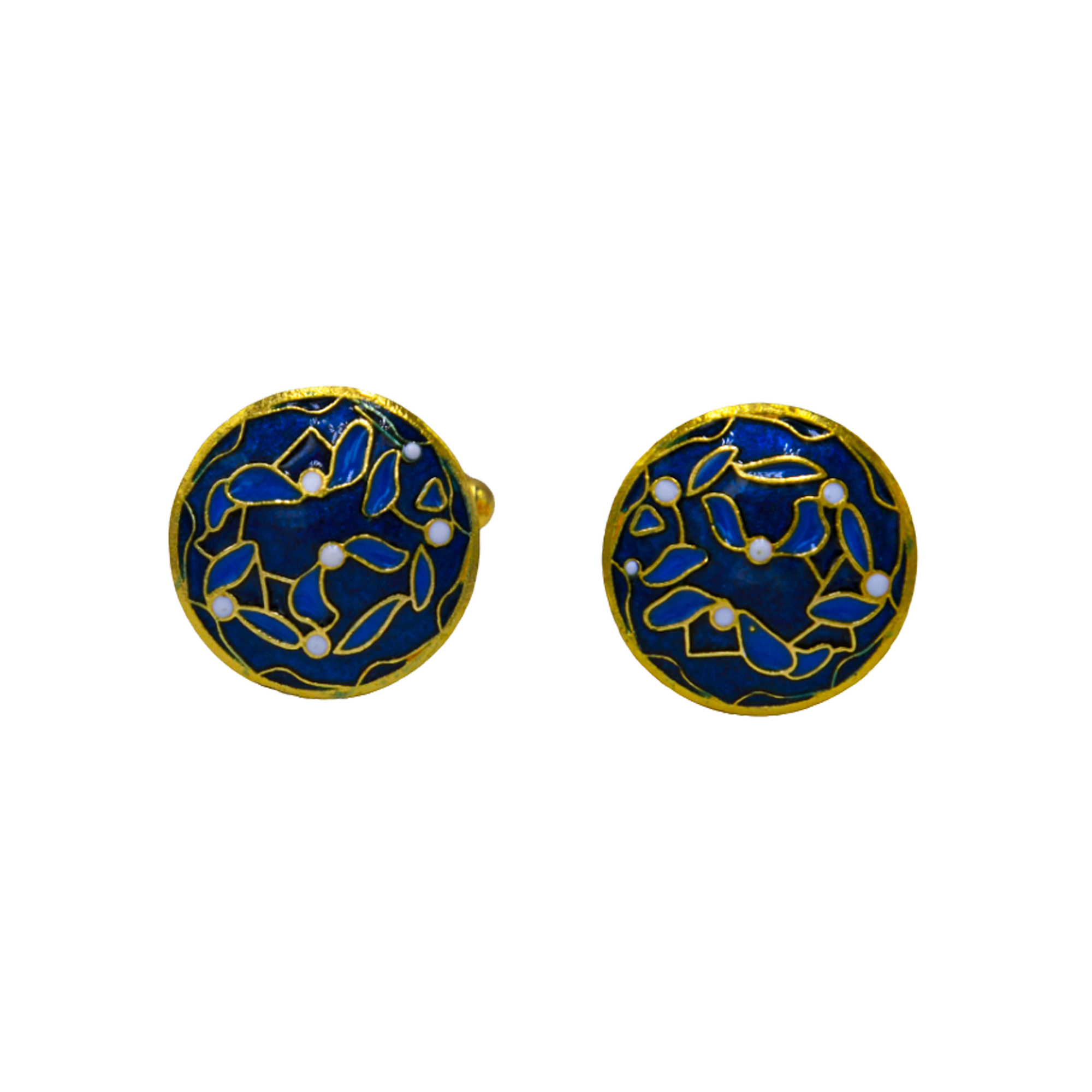 Brass Leaf Enameled Cufflinks