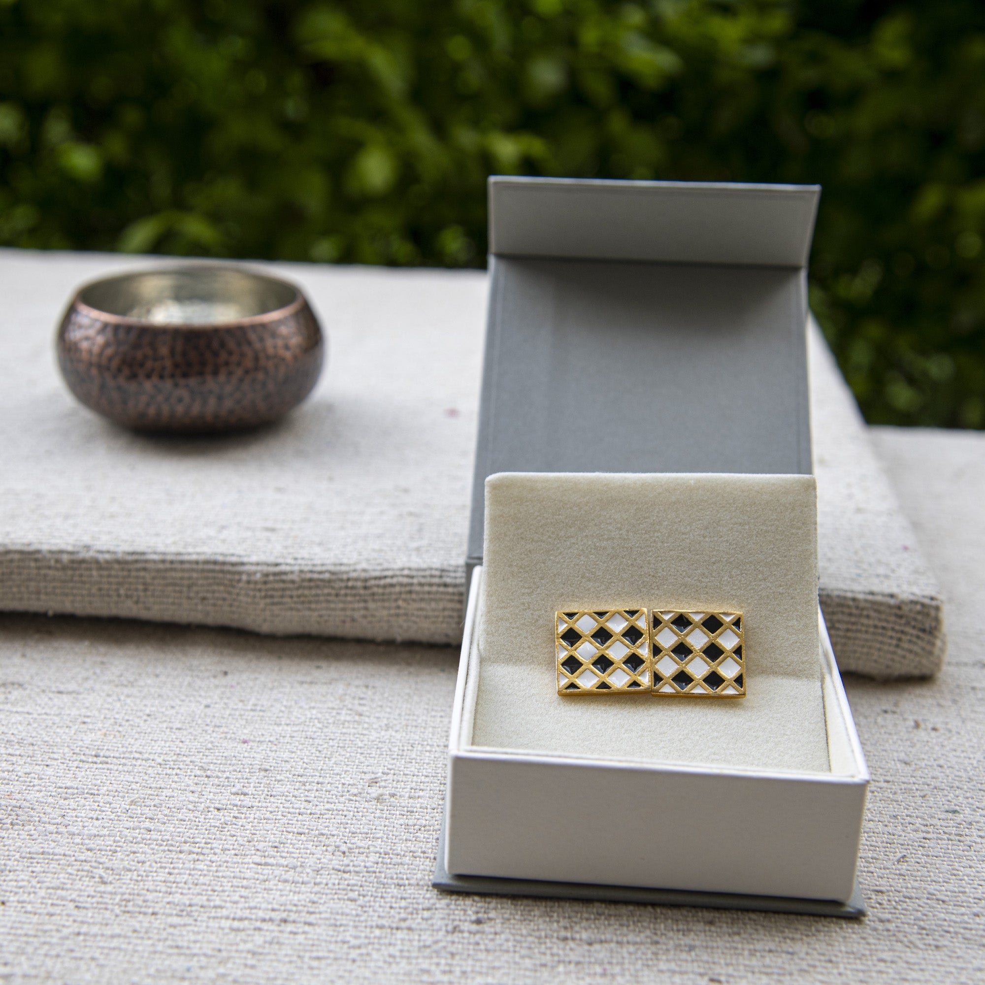 Black & White Enameled Cufflinks