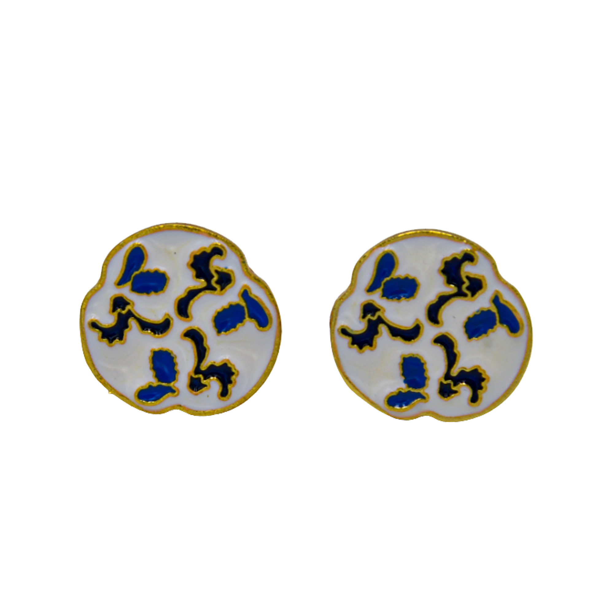 White, Blue & Black Enameled Cufflinks