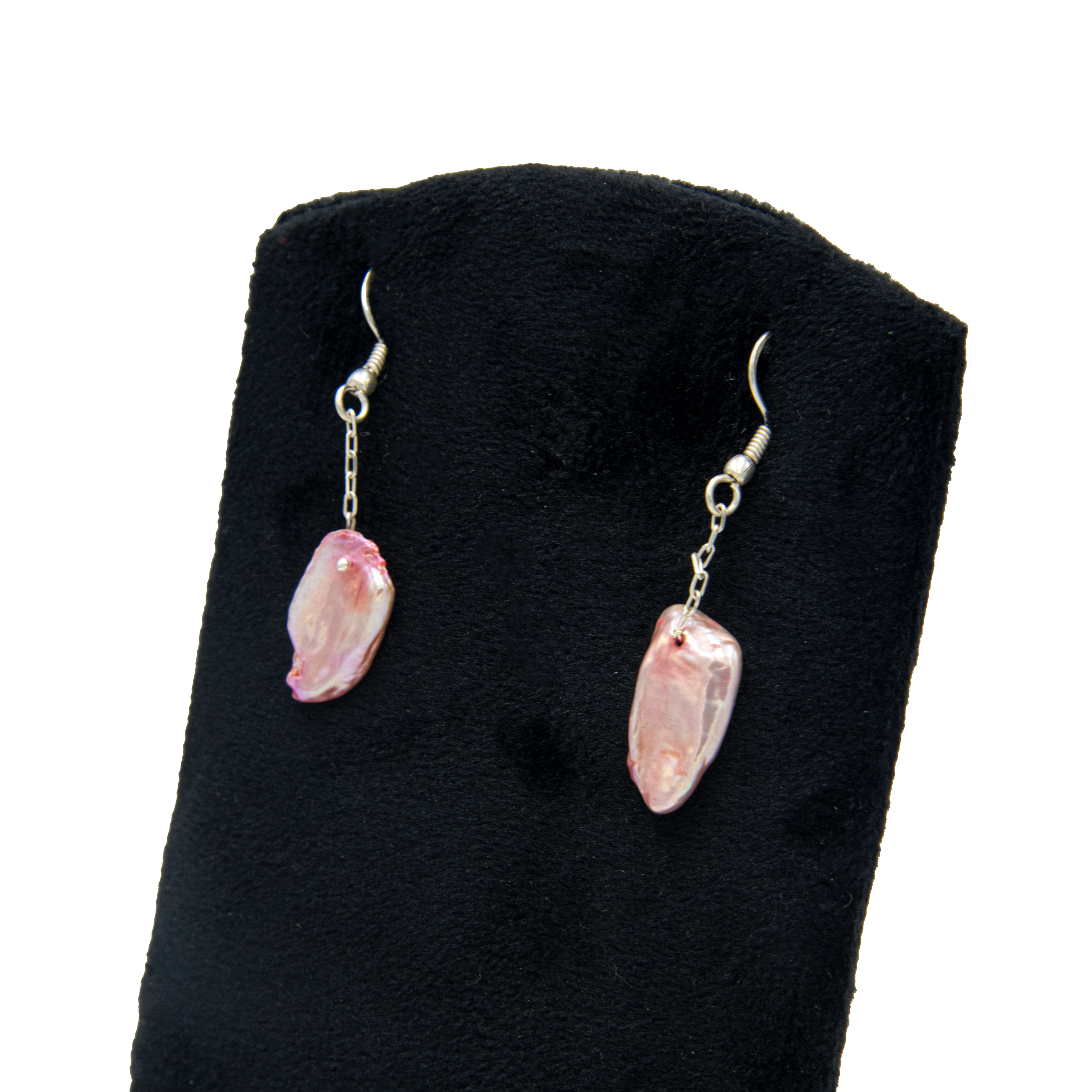 Pink Pearl Silver Plated Dangler Hook Earring