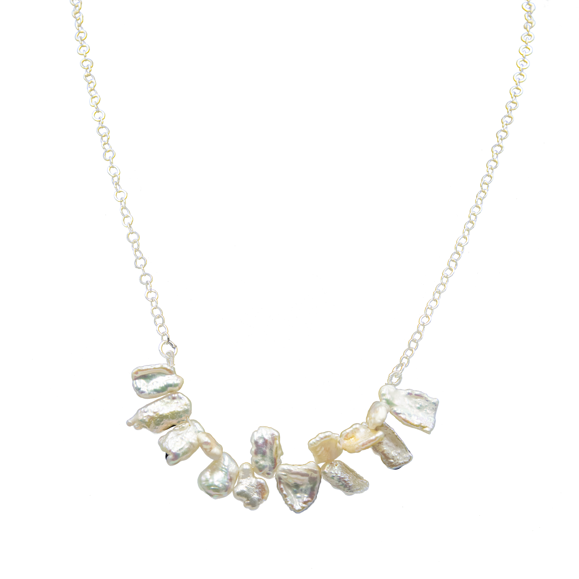Pearl Silver Plated Chain Necklace