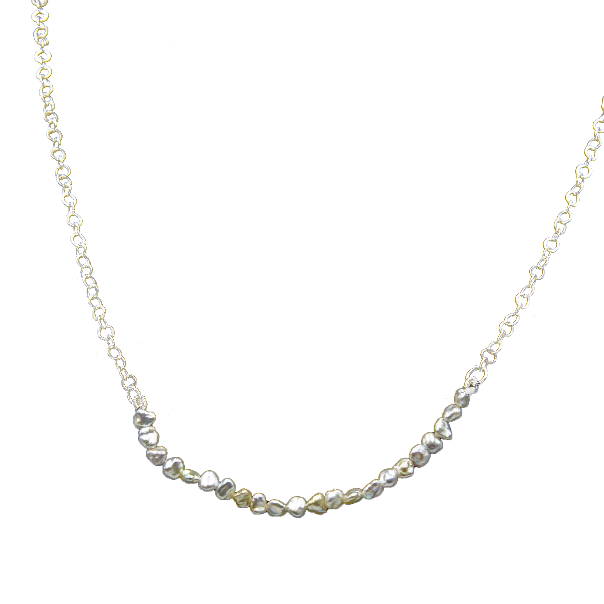 Freshwater Pearl Silver Plated Chain Necklace