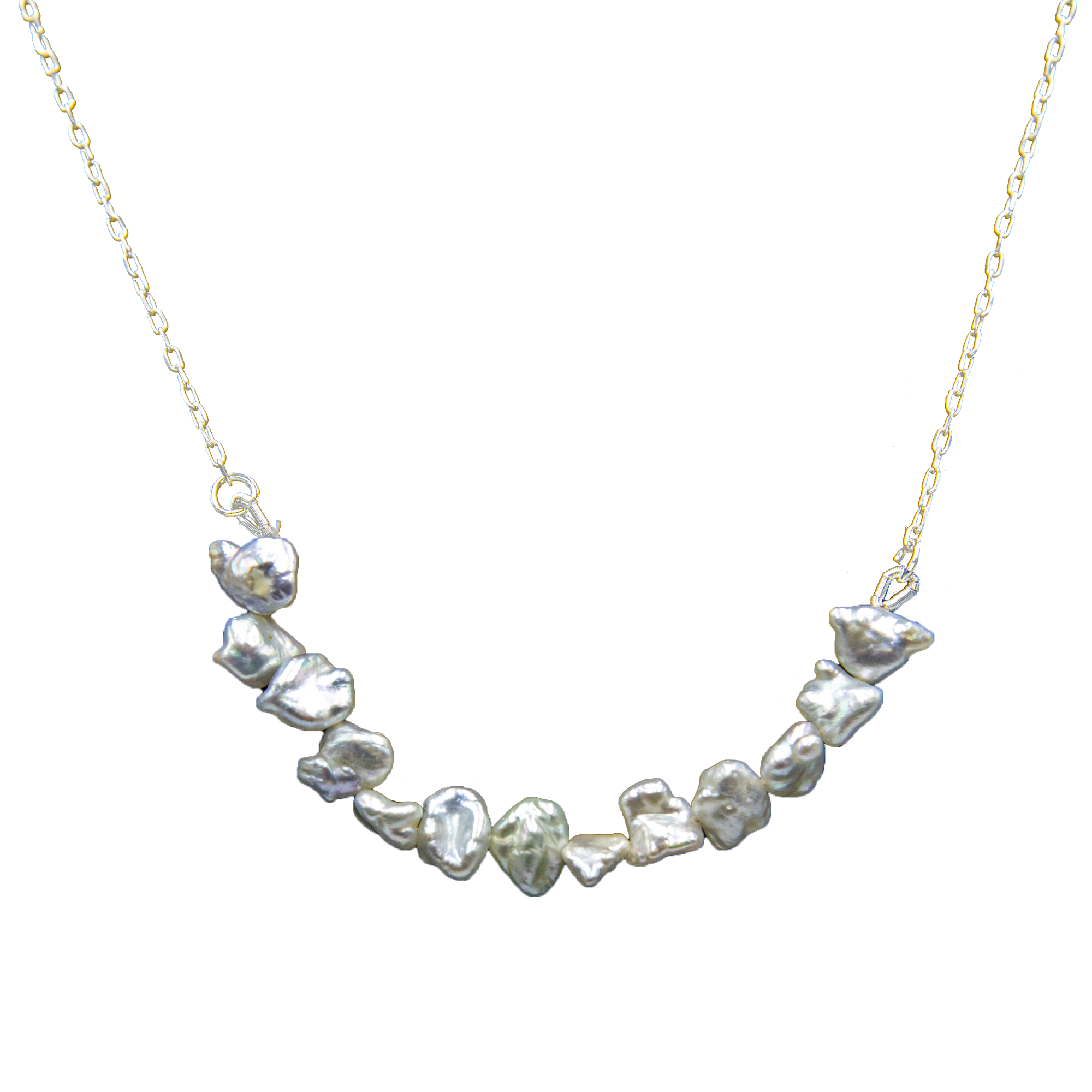 Baroque Pearl Silver Plated Chain Necklace