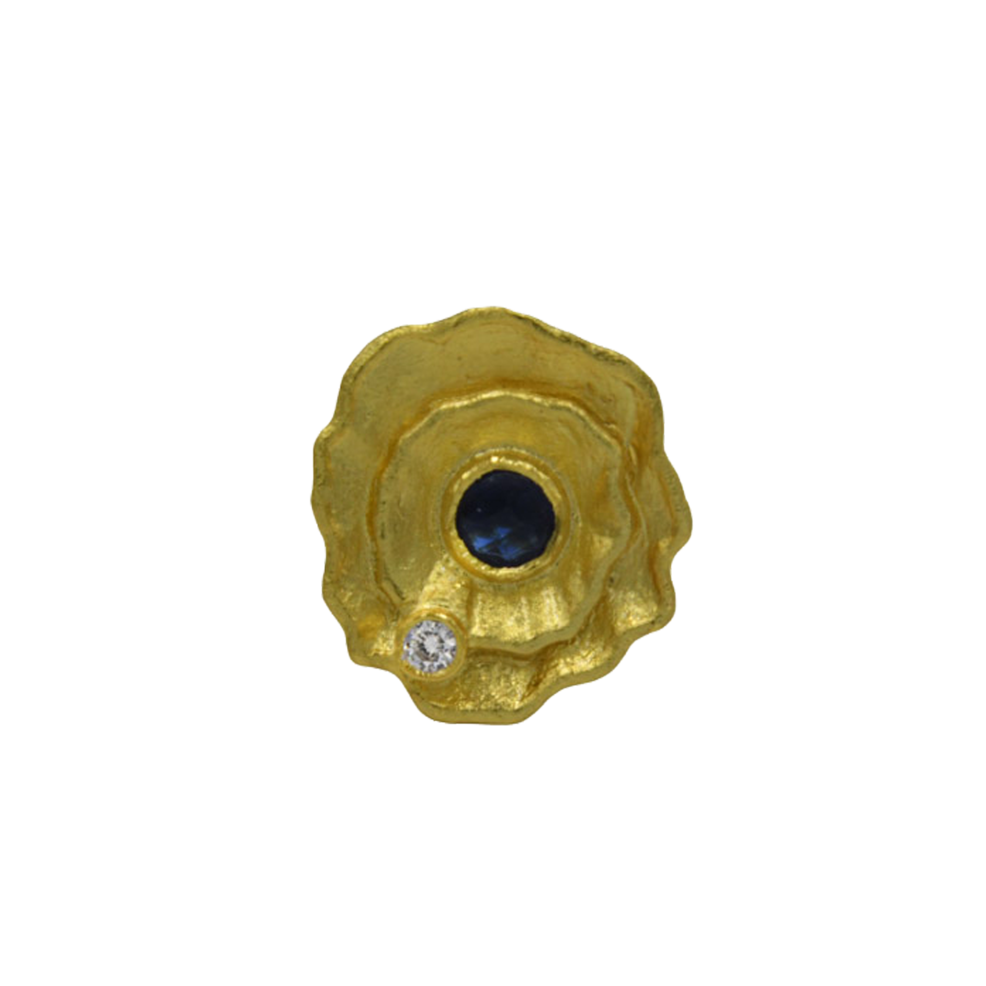 Iolite and CZ Dual Stone Floral Adjustable Ring