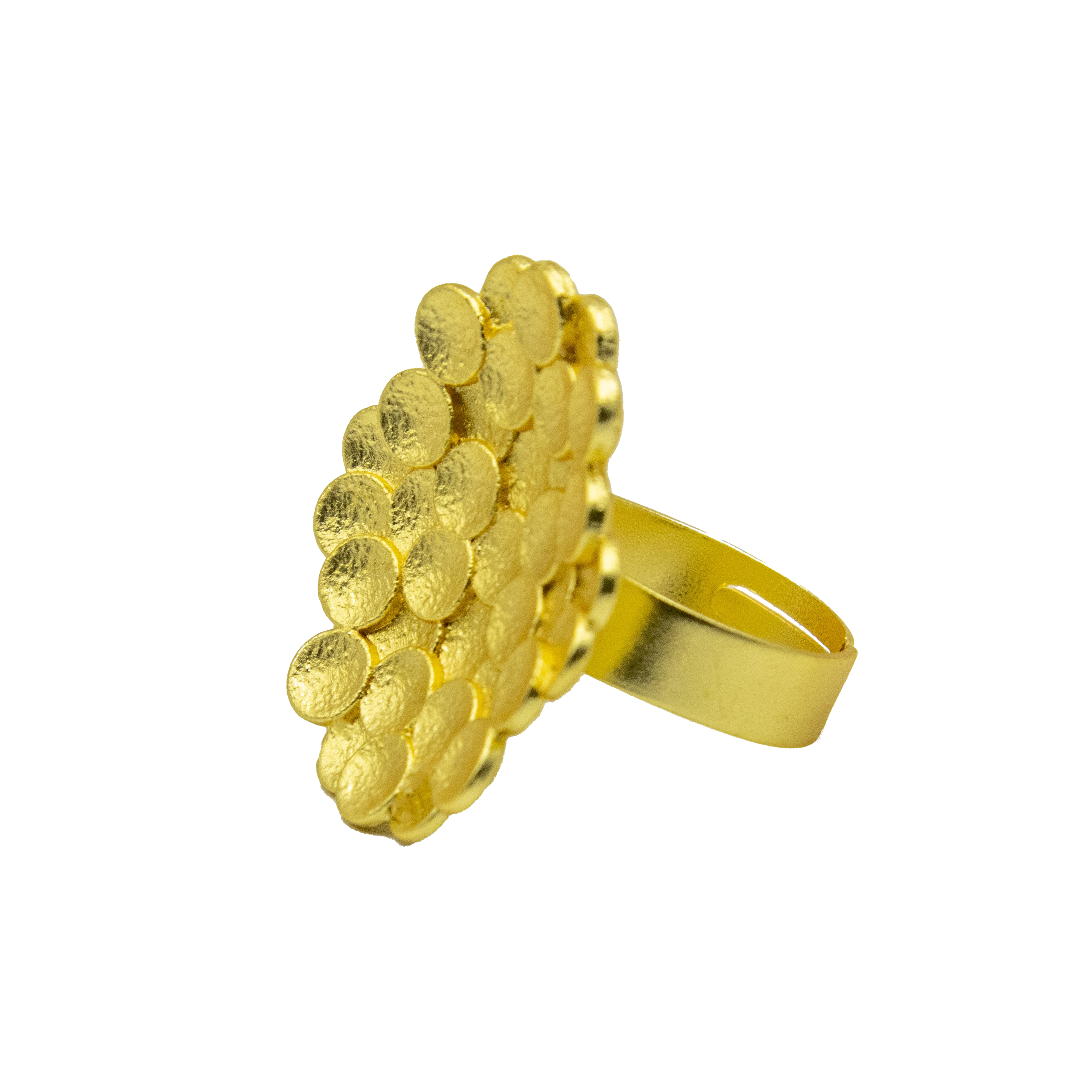 Bee Hive Hammered Brass Adjustable Ring