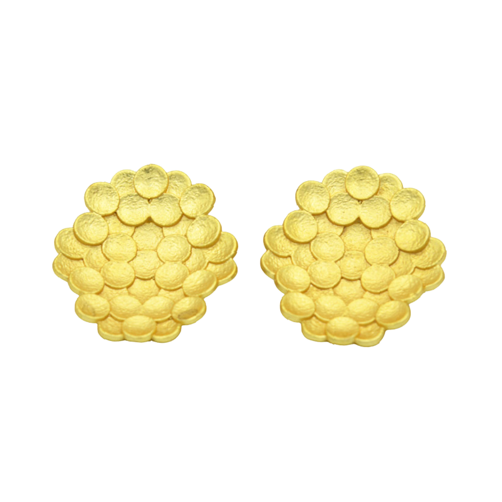 Bee Hive Hammered Brass Stud Earring