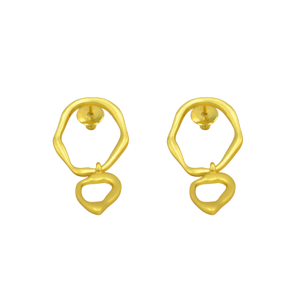 Wavy Dual Loop Brass Stud Earring