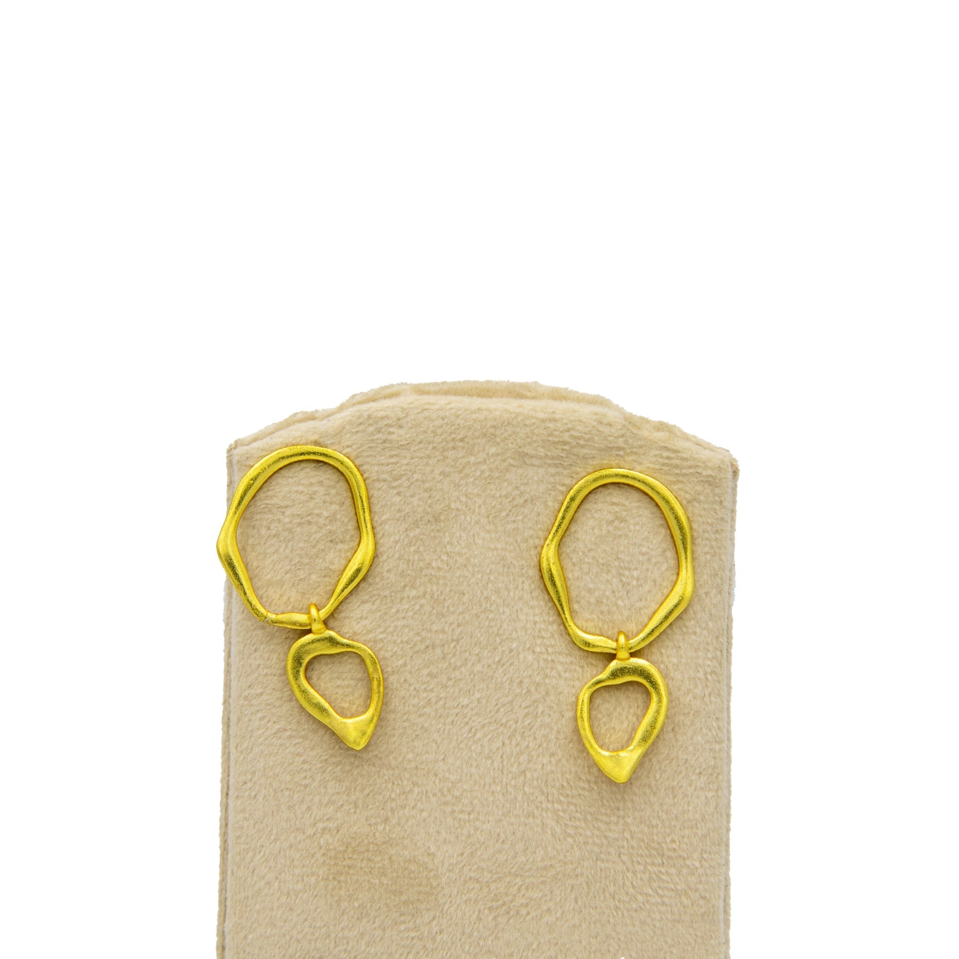 Wavy Dual Loop Brass Stud Earring