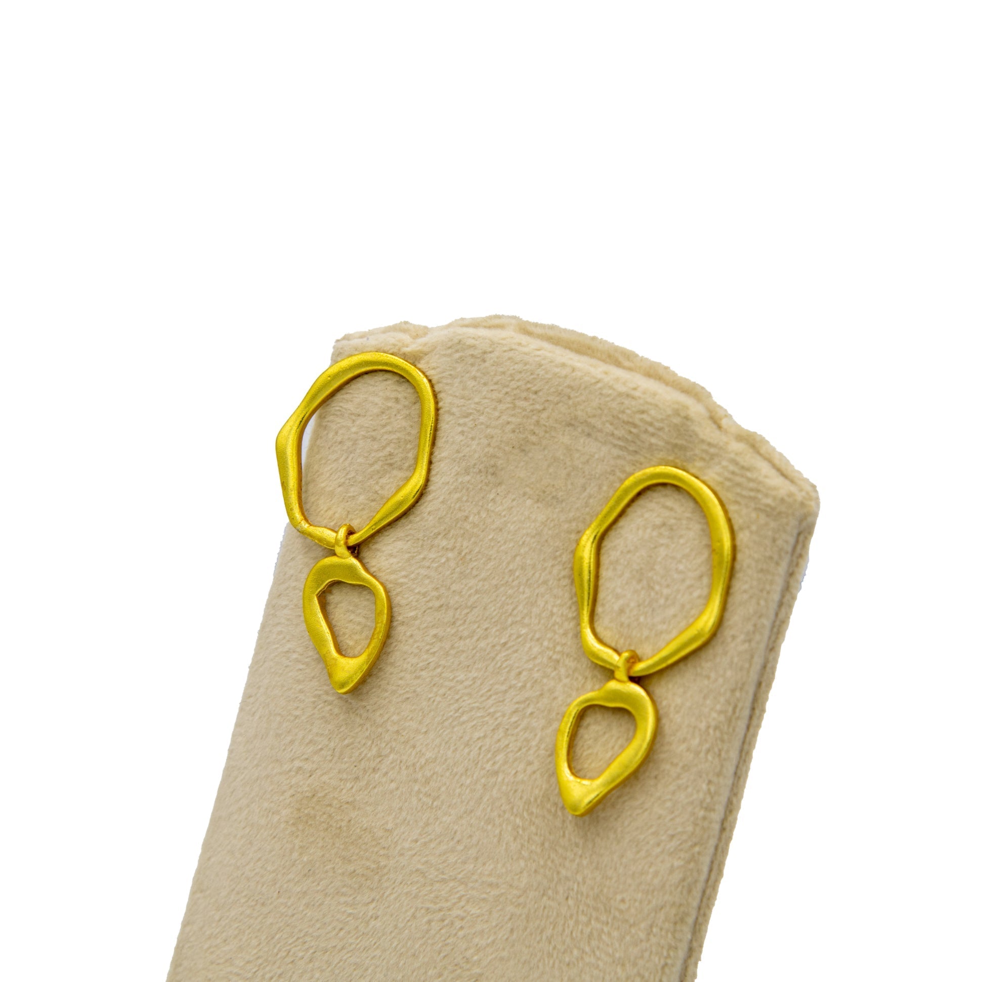 Wavy Dual Loop Brass Stud Earring