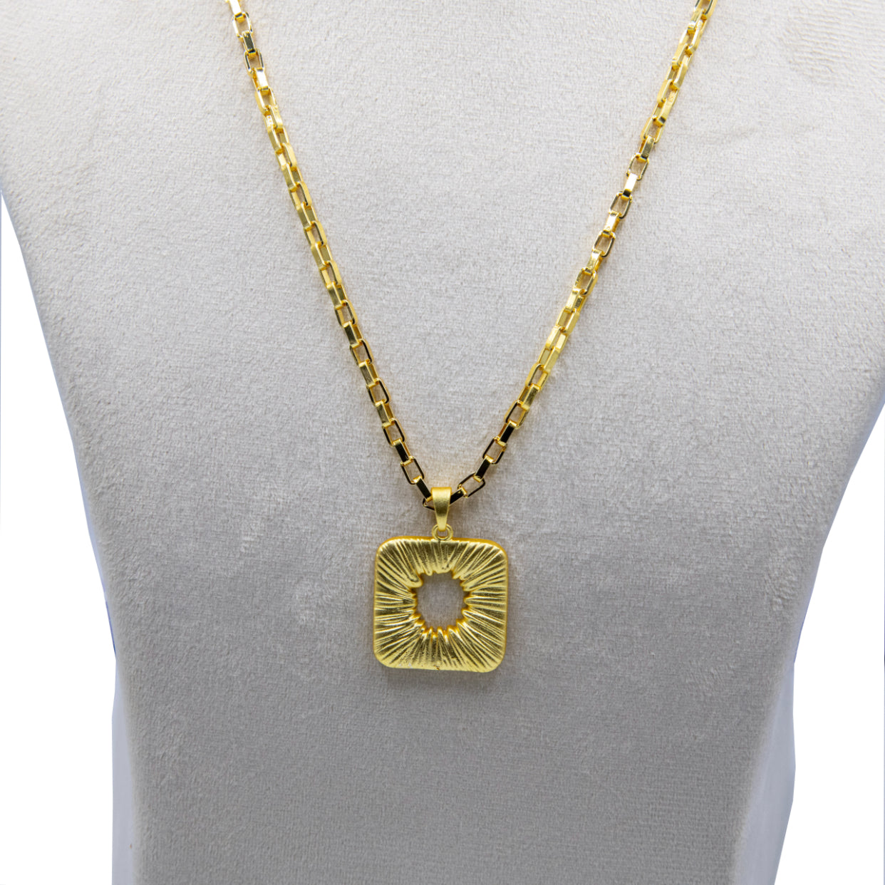 Square Textured Brass Pendant