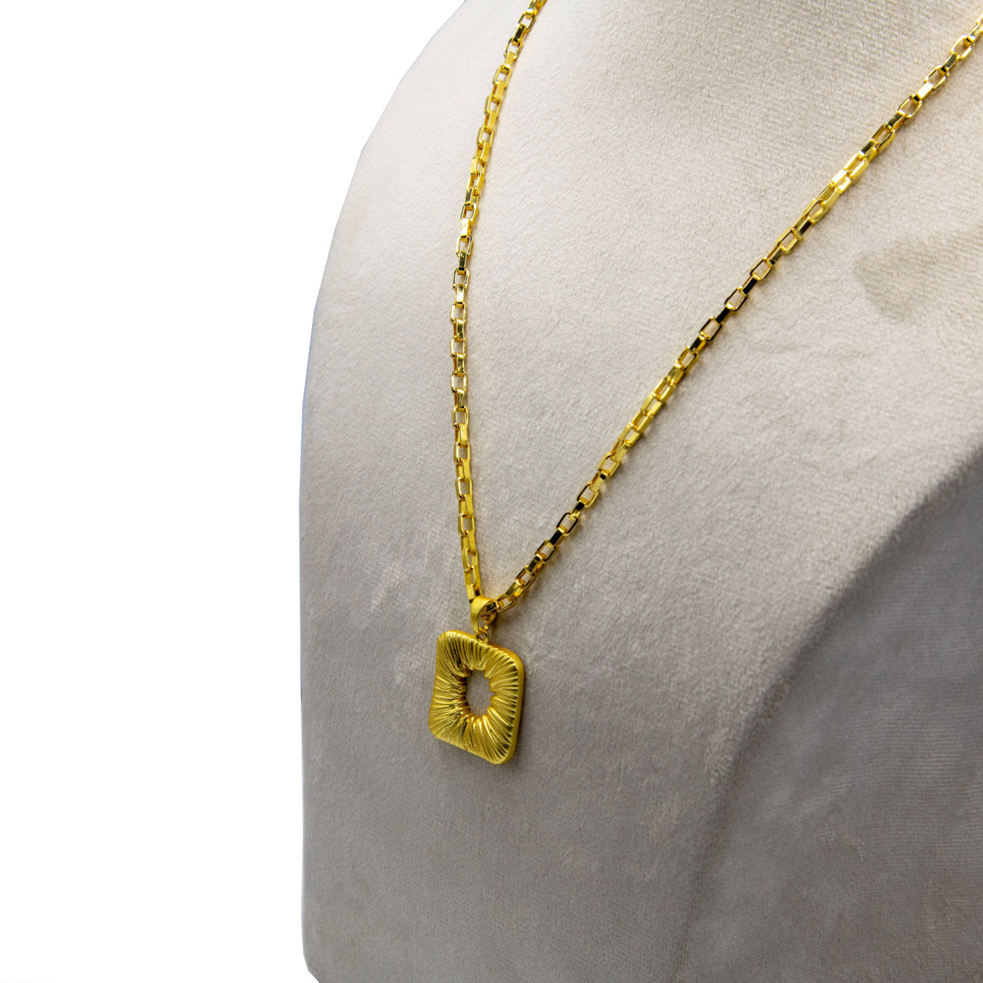 Square Textured Brass Pendant