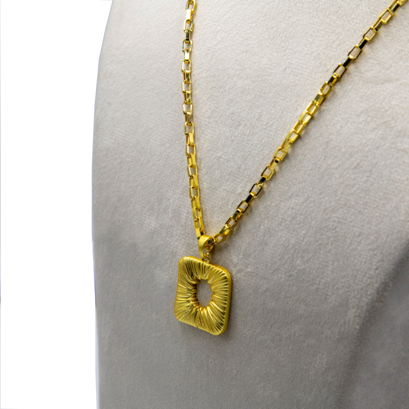 Square Textured Brass Pendant