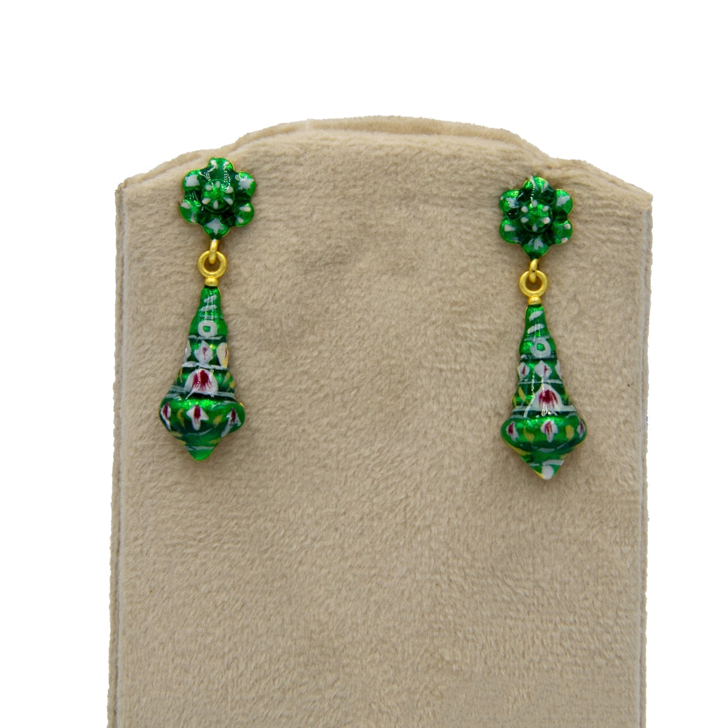 Sea Shell with Flower Enamel Brass Stud Earring