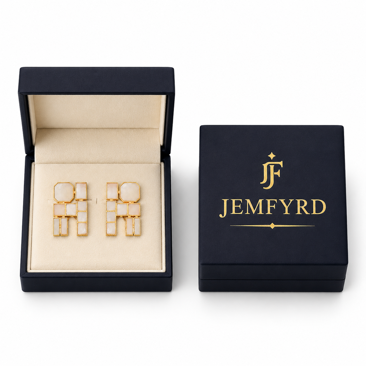 Mother of Pearl Brass Flash Gold Plating Enameled Stud Earring