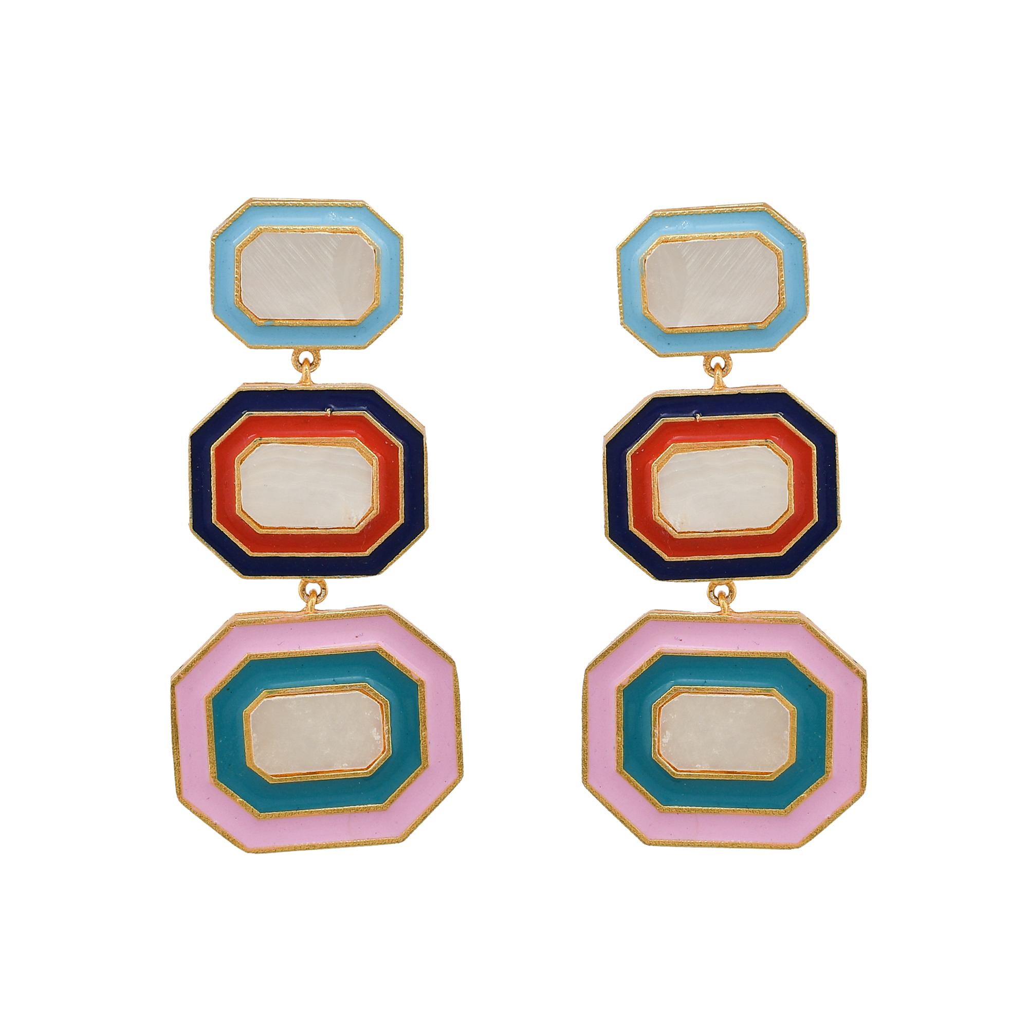 Mother of Pearl Brass Stud Earring