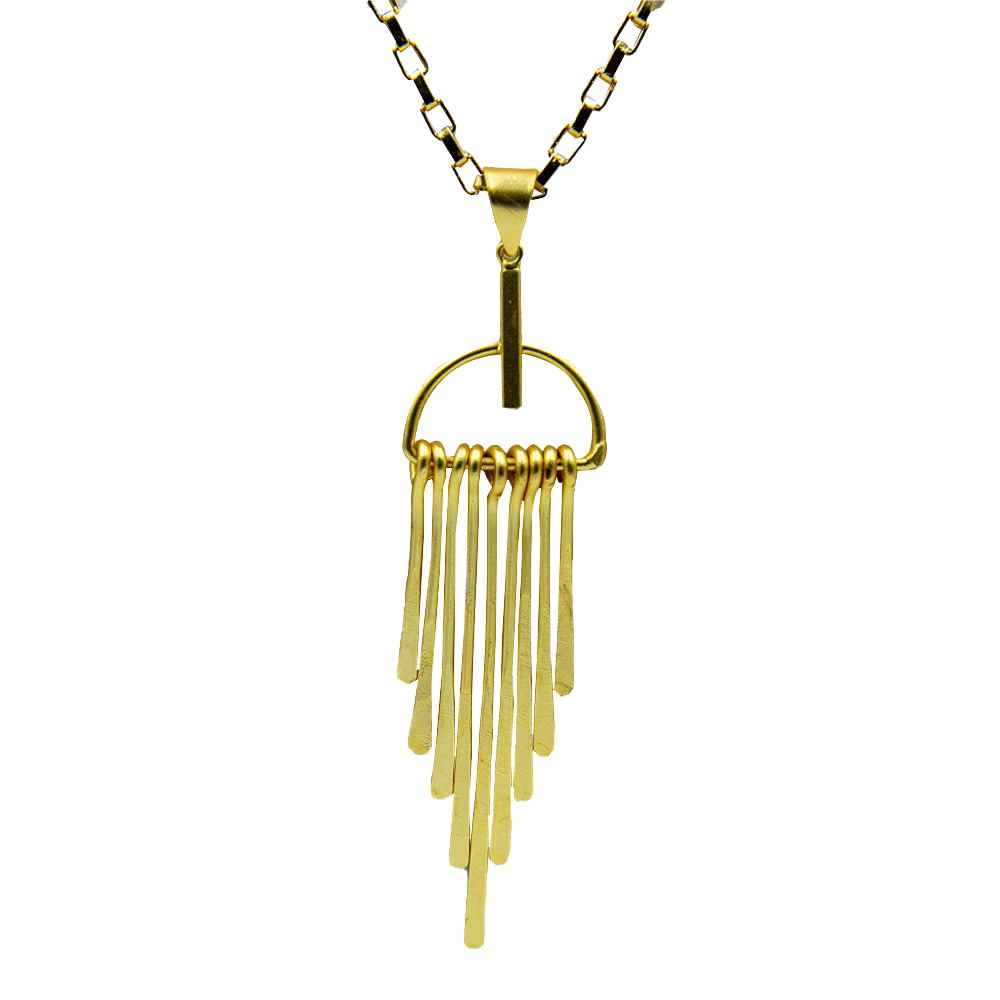 Long Fringe Bohemian Style Brass Pendant