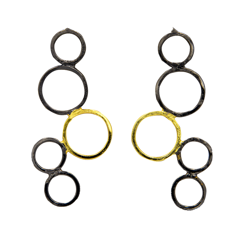 Penta Ring Brass Stud Earring
