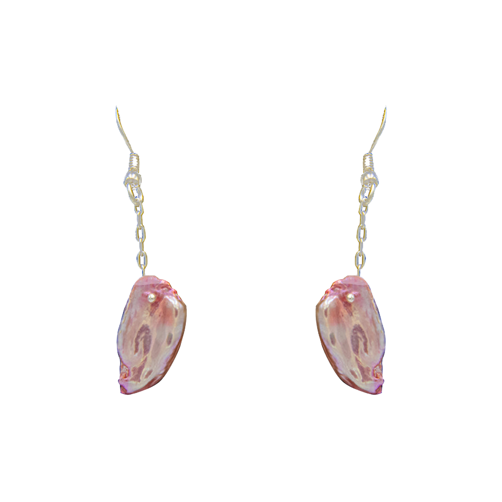Pink Pearl Silver Plated Dangler Hook Earring