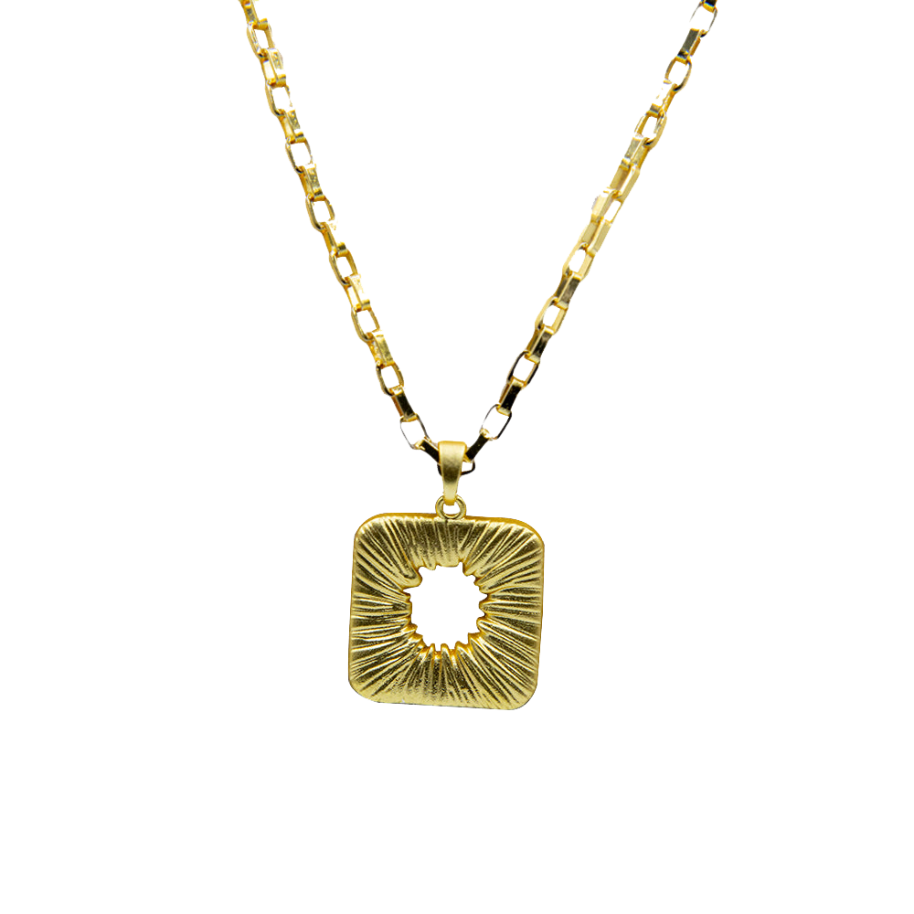 Square Textured Brass Pendant