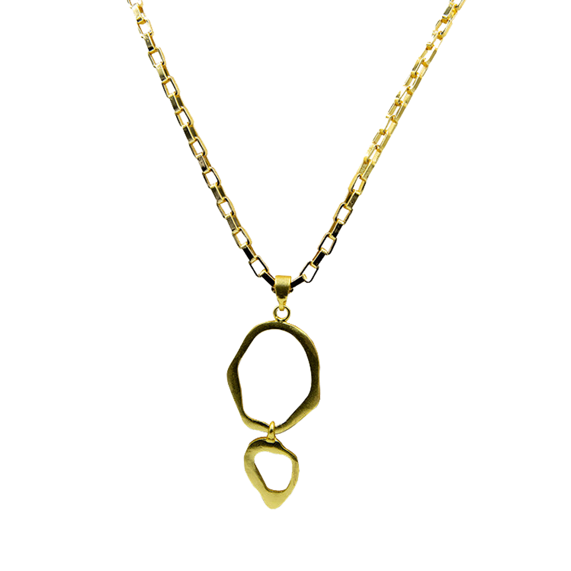 Wavy Dual Loop Brass Pendant