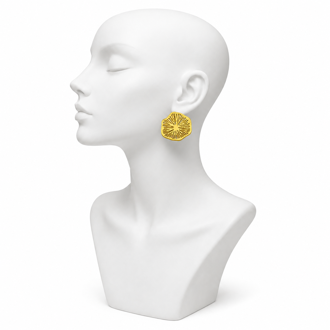 Lotus Leaf Gold Plated Stud Earring
