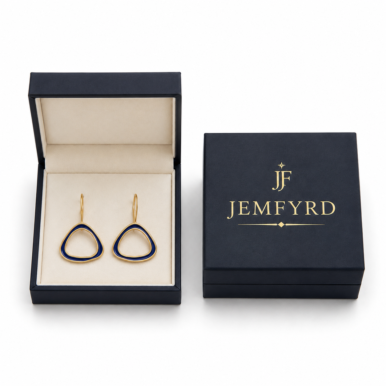Santorini Blue Enameled Flash Gold Plated Earring