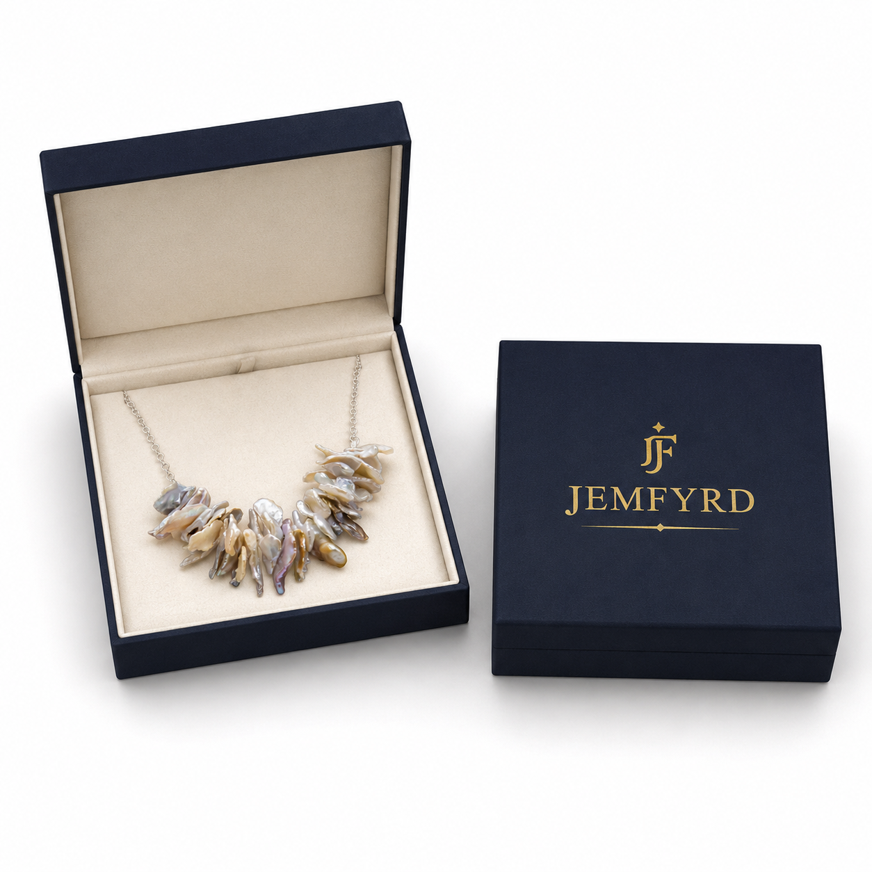 Natural Biwa Pearl Silver Plated Chain Necklace