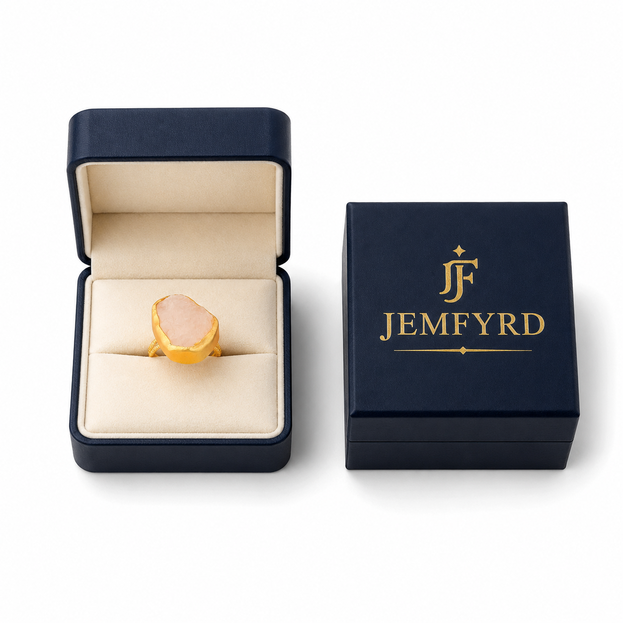 Rose Quartz Rough Gemstone Ring