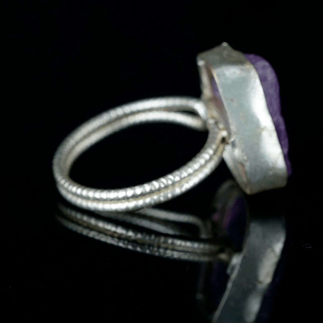 Amethyst Rough Gemstone Adjustable Ring