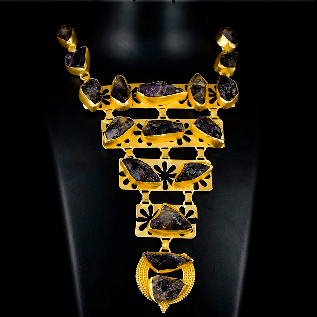 Amethyst Rough Gemstone Necklace Fashion jewelry