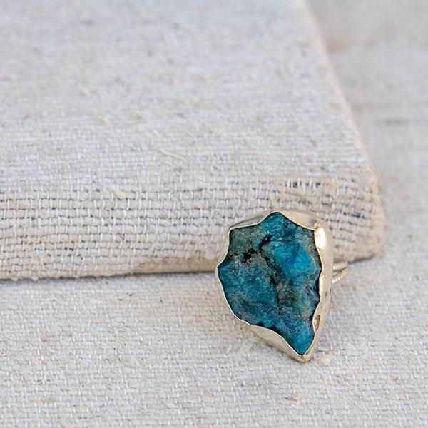 Apatite Rough Gemstone Adjustable Ring