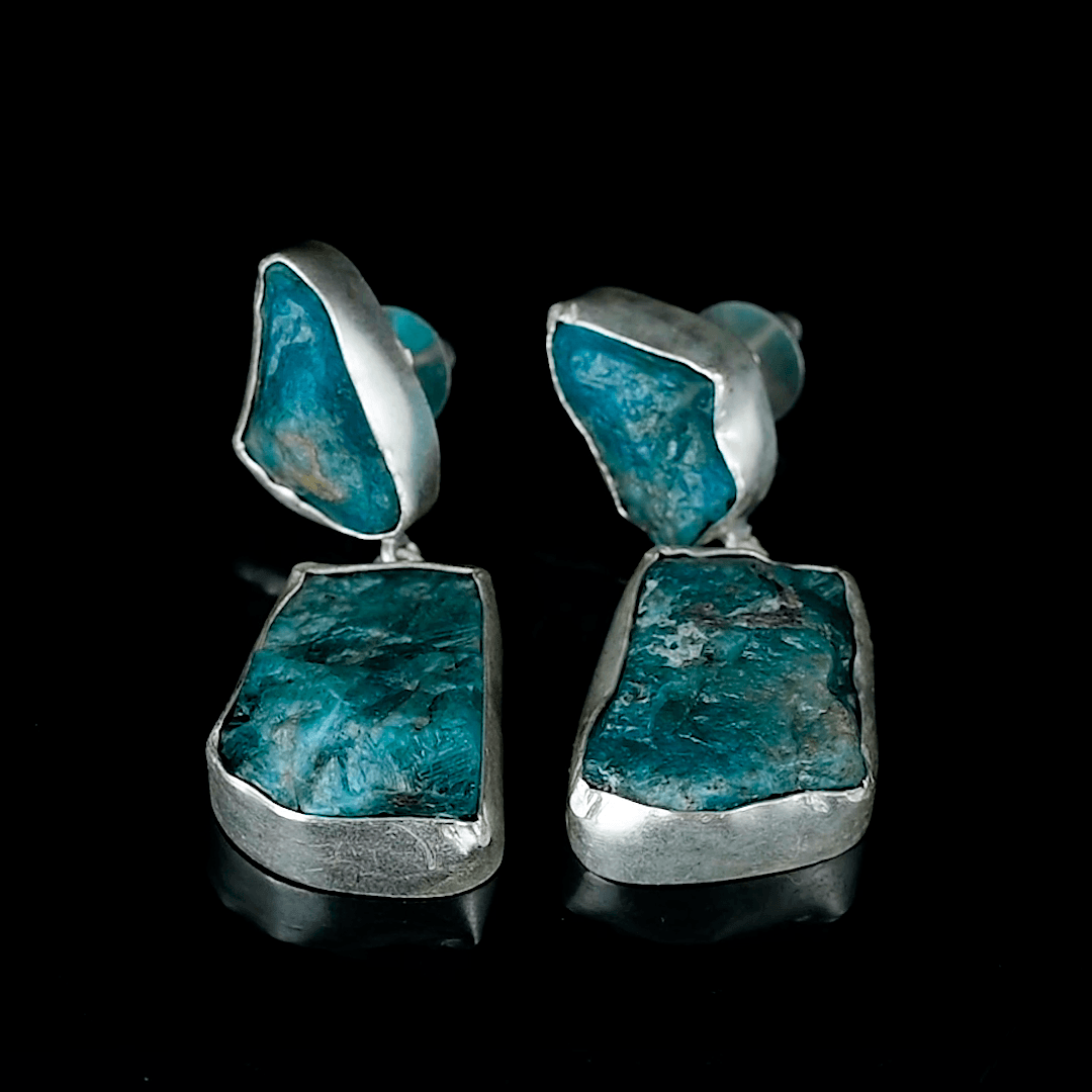 Apatite Rough Gemstone Stud Earring