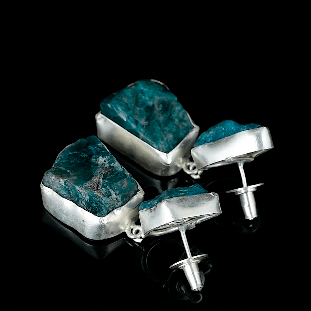 Apatite Rough Gemstone Stud Earring