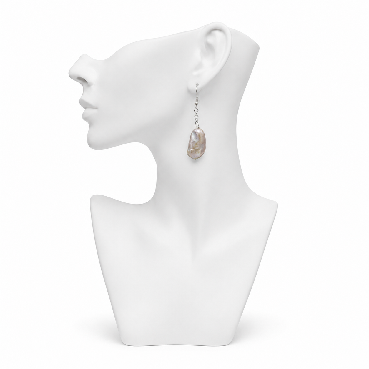 Natural Rainbow Pearl Silver Plated Dangler Hook Earring