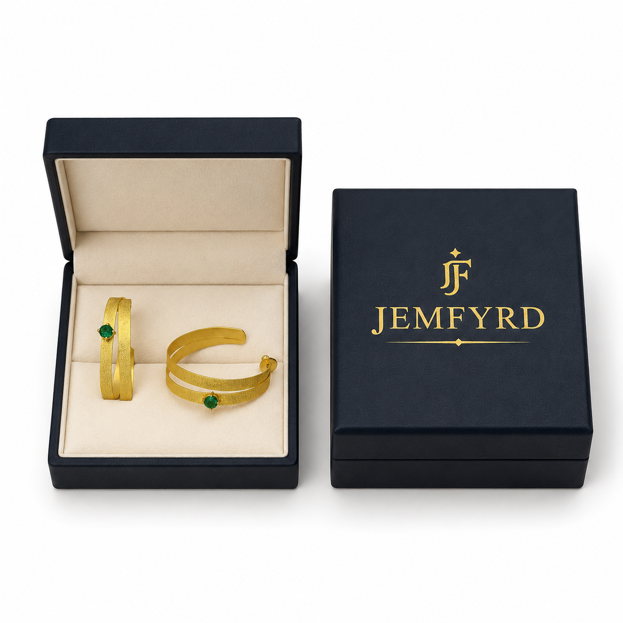 Dual Line Gemstone Gold Plated Stud Earring