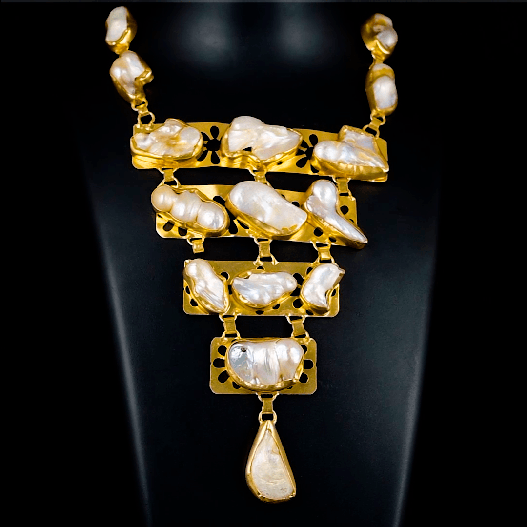 Baroque Pearl Rough Gemstone Necklace jewelry