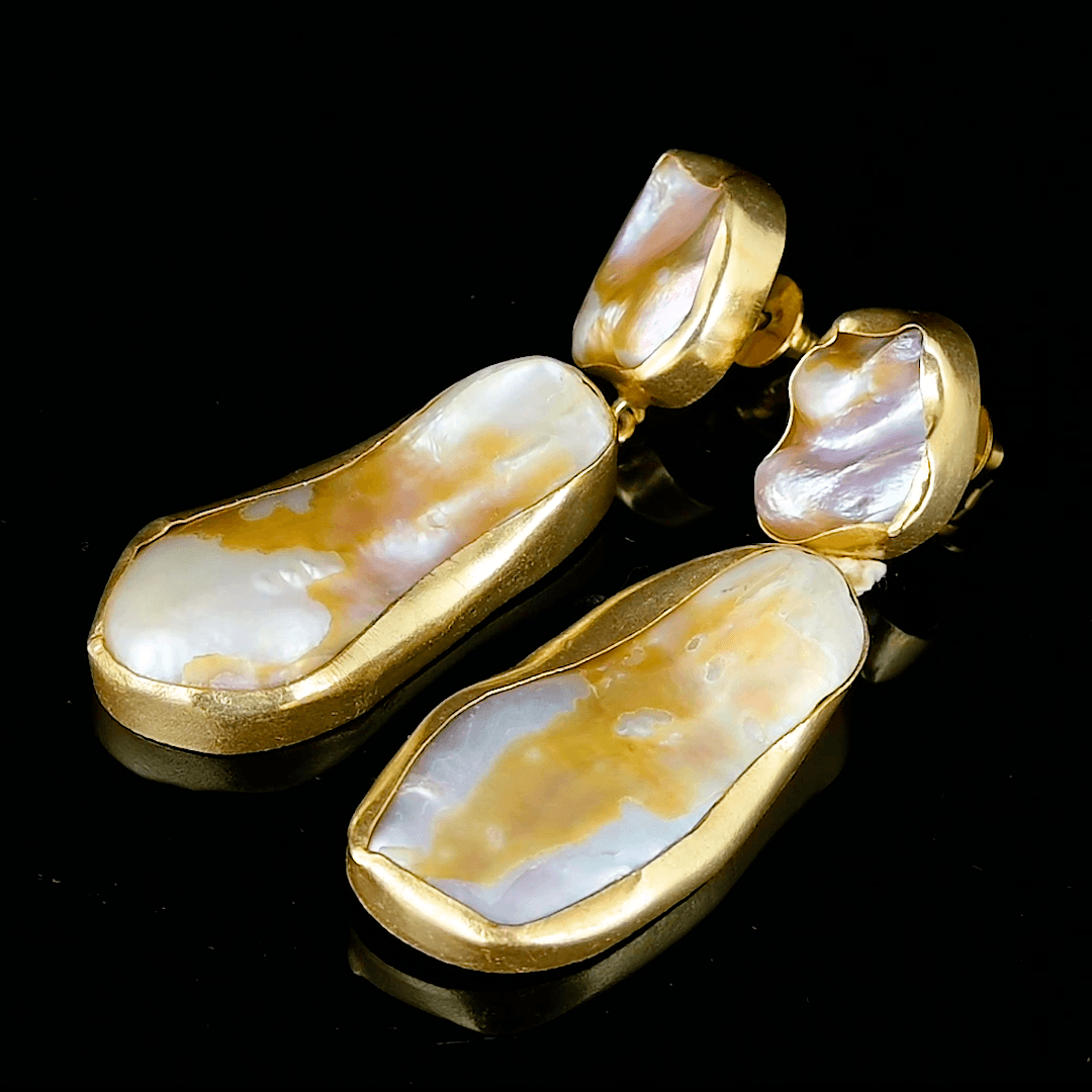 Baroque Pearl Rough Gemstone Stud Earring