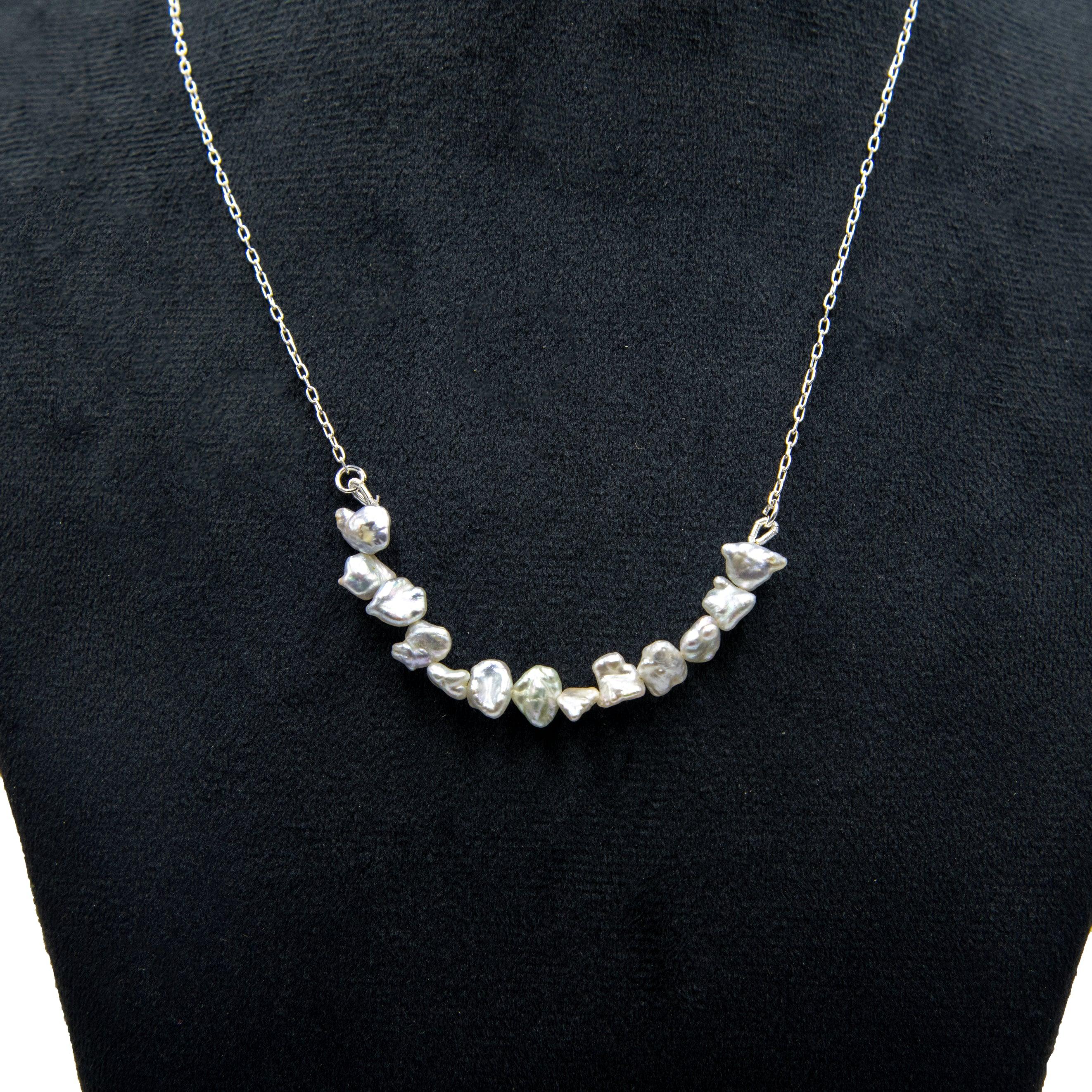 Baroque Pearl Silver Plated Chain Necklace