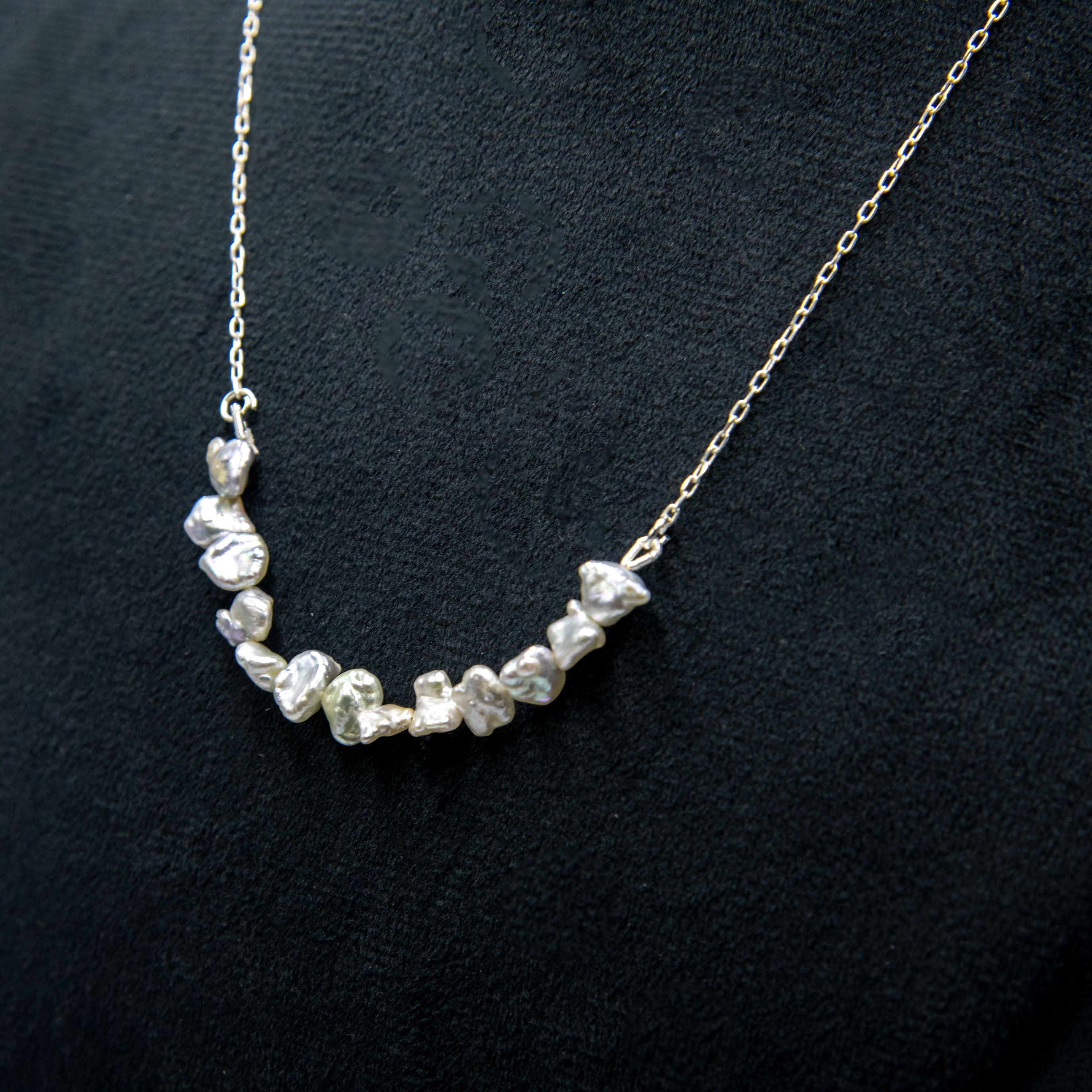 Baroque Pearl Silver Plated Chain Necklace