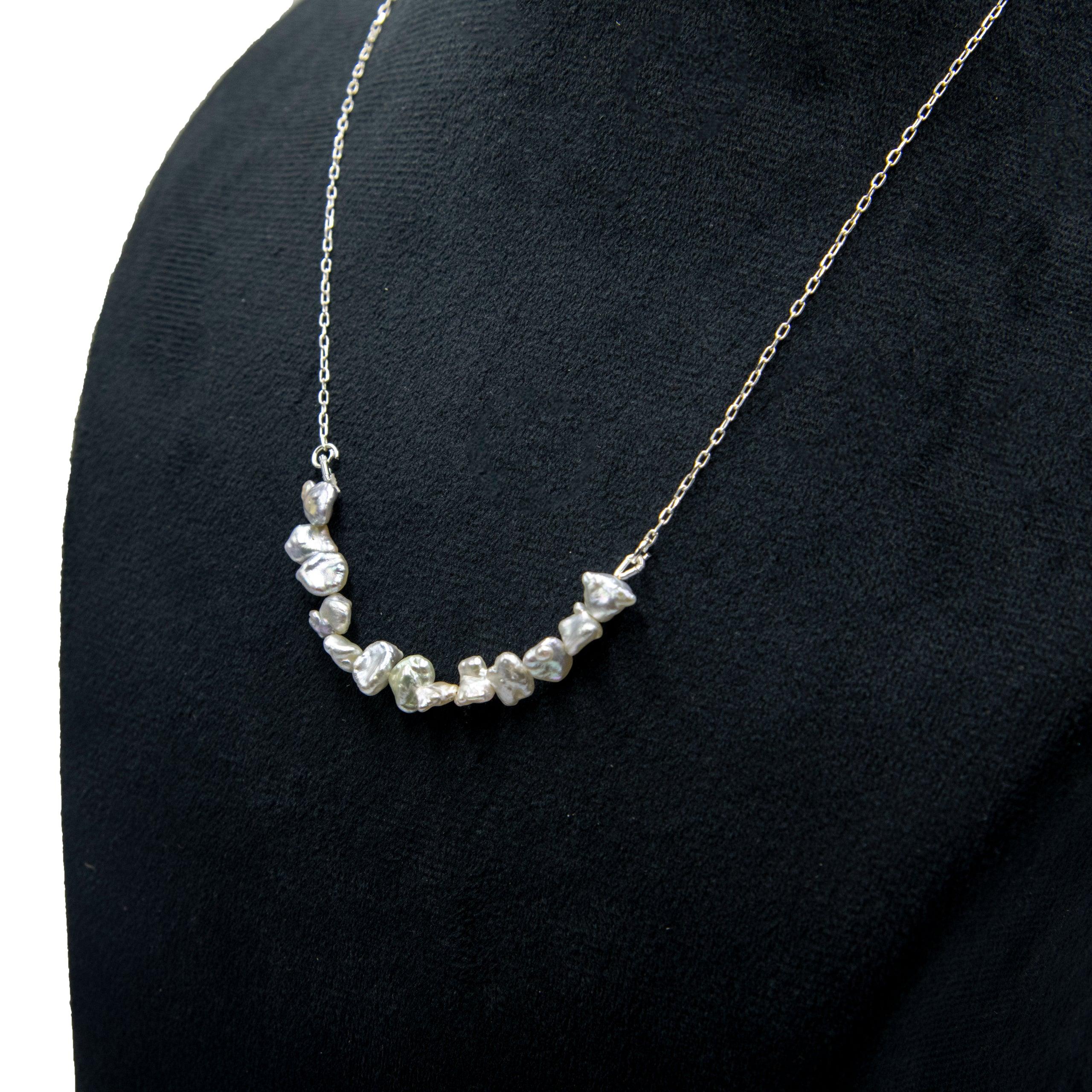 Baroque Pearl Silver Plated Chain Necklace