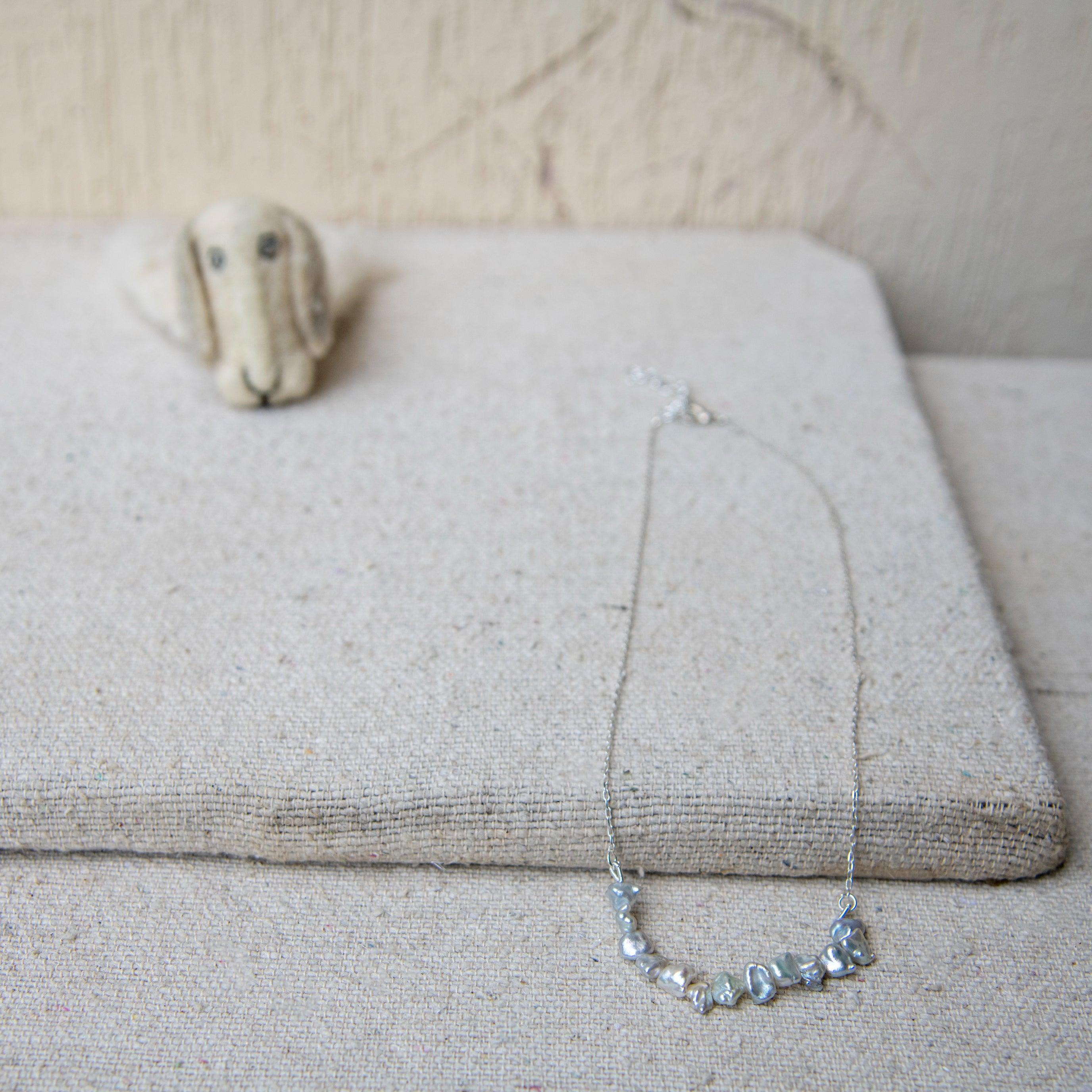 Baroque Pearl Silver Plated Chain Necklace