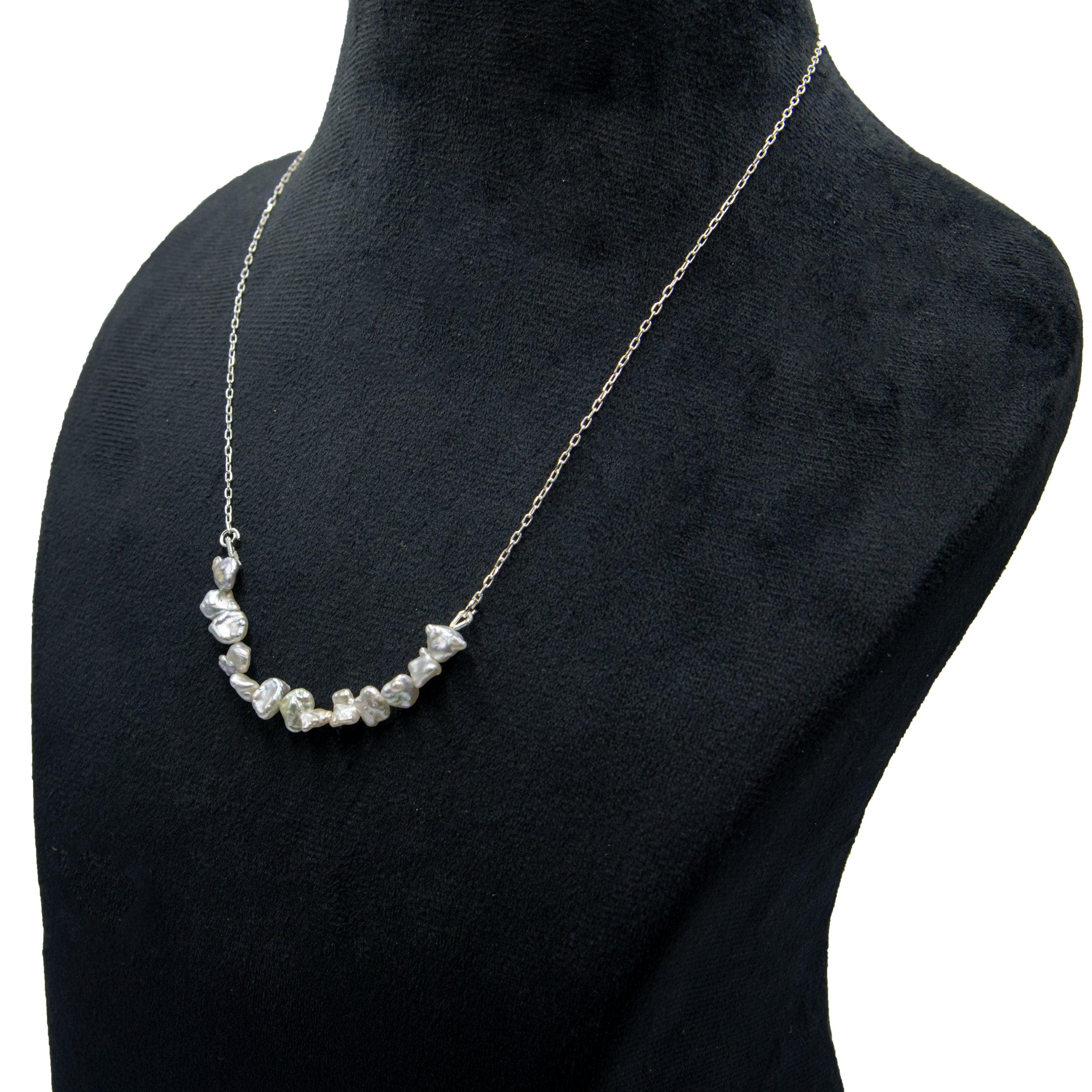 Baroque Pearl Silver Plated Chain Necklace